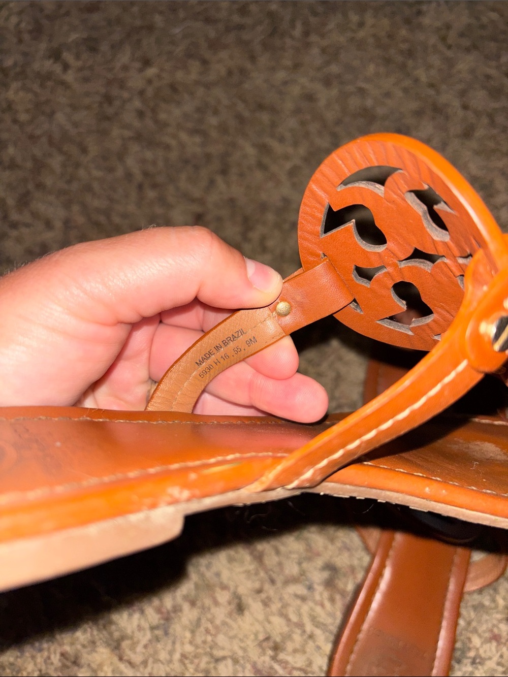 Tory Burch Brown Miller Leather Logo Thong Sandals size 9 - Picture 4 of 9